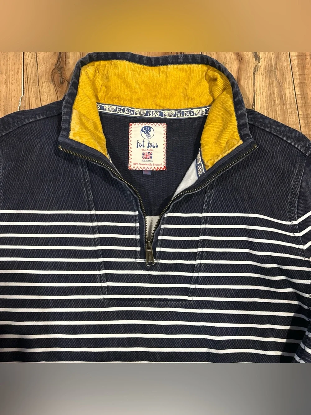 Fat Face The Airlie pullover XL Elbow Patch Blue Striped